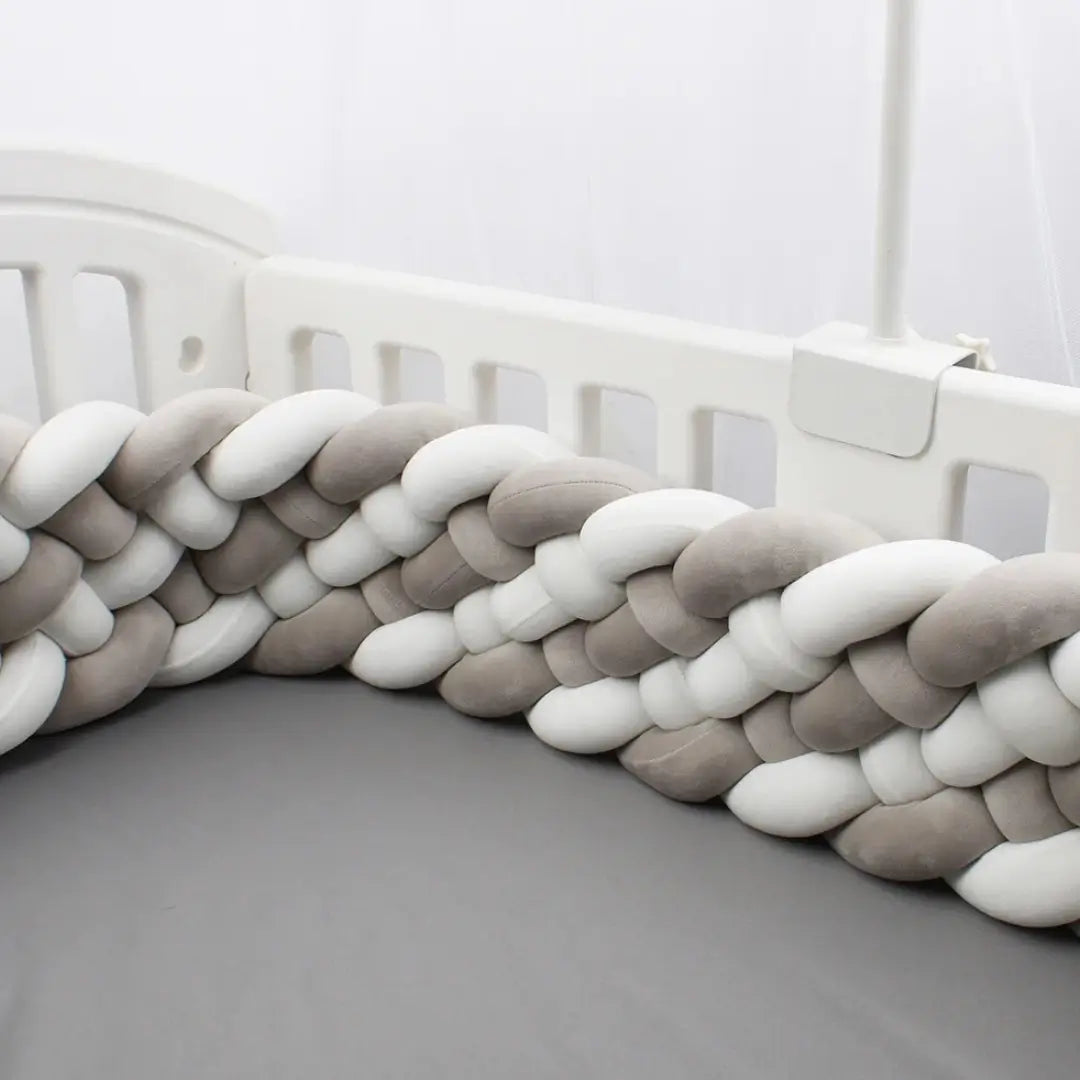 Tresse de lit six brins blanc et gris