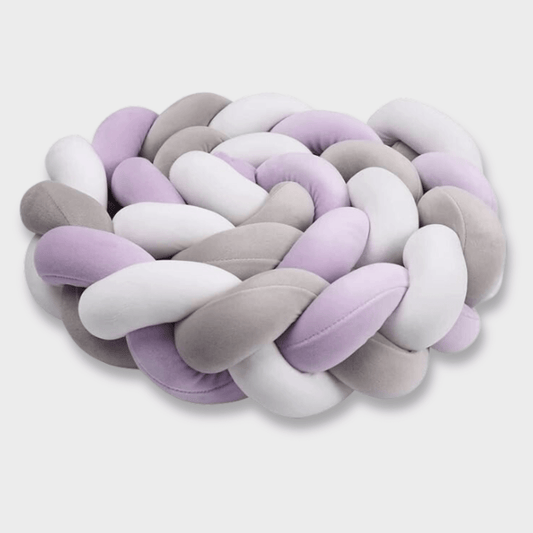 Tresse de lit violet gris blanc à trois brins