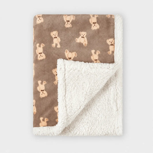 Couverture Polaire Ours Café - Hiver 75×100 cm Berceau des Rêves Nid d'ange hiver