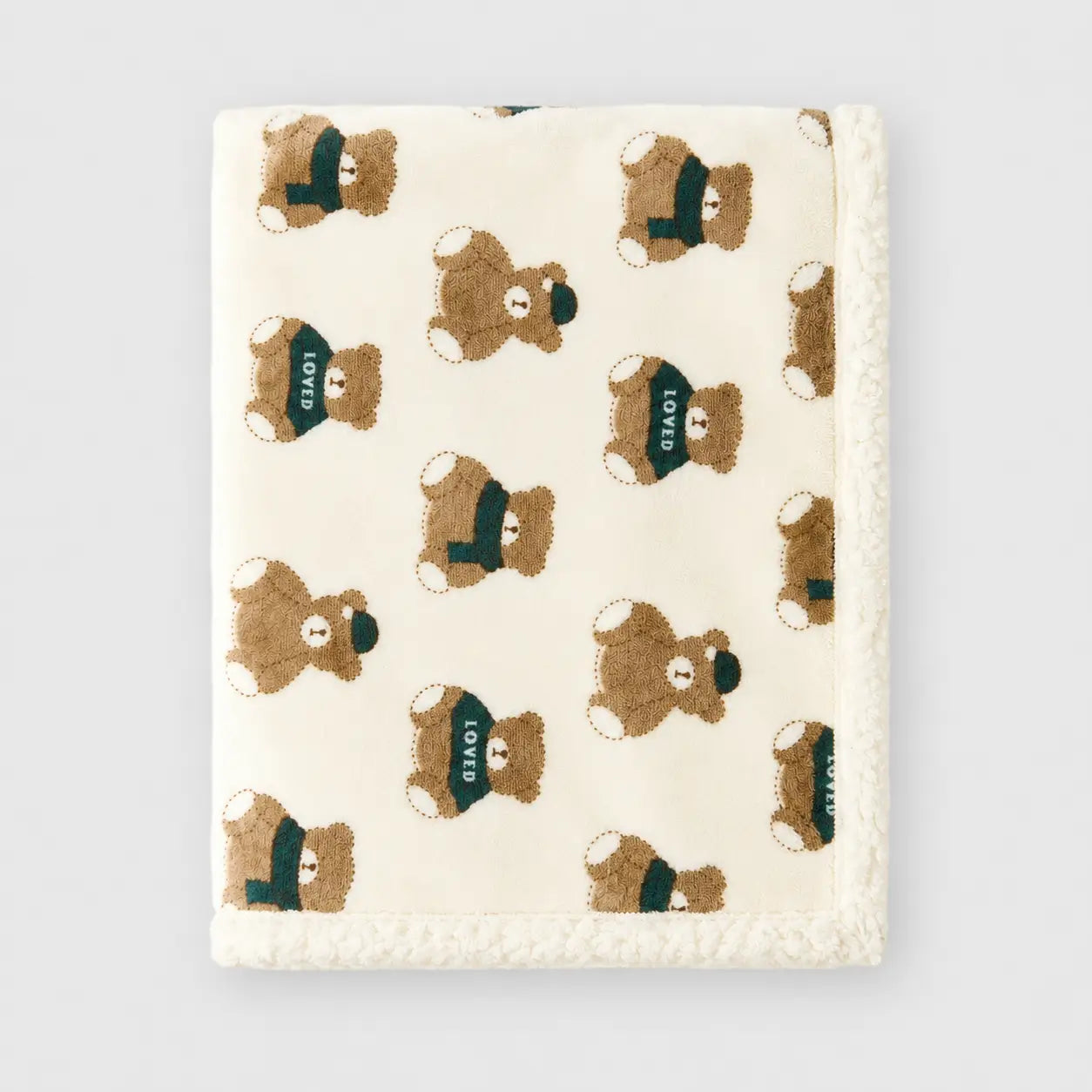 Couverture Polaire Ours Vert - Hiver 75×100 cm Berceau des Rêves Nid d'ange hiver